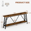 70.9 Inch Extra Long Sofa Table, Console Behind Sofa, Entryway Table With 2 Tier Storage Shelves For Hallways,Living Rooms,Foyers,Entryways,Banquet Rooms,Rustic Brown And Black, 70.9 L X 11.8