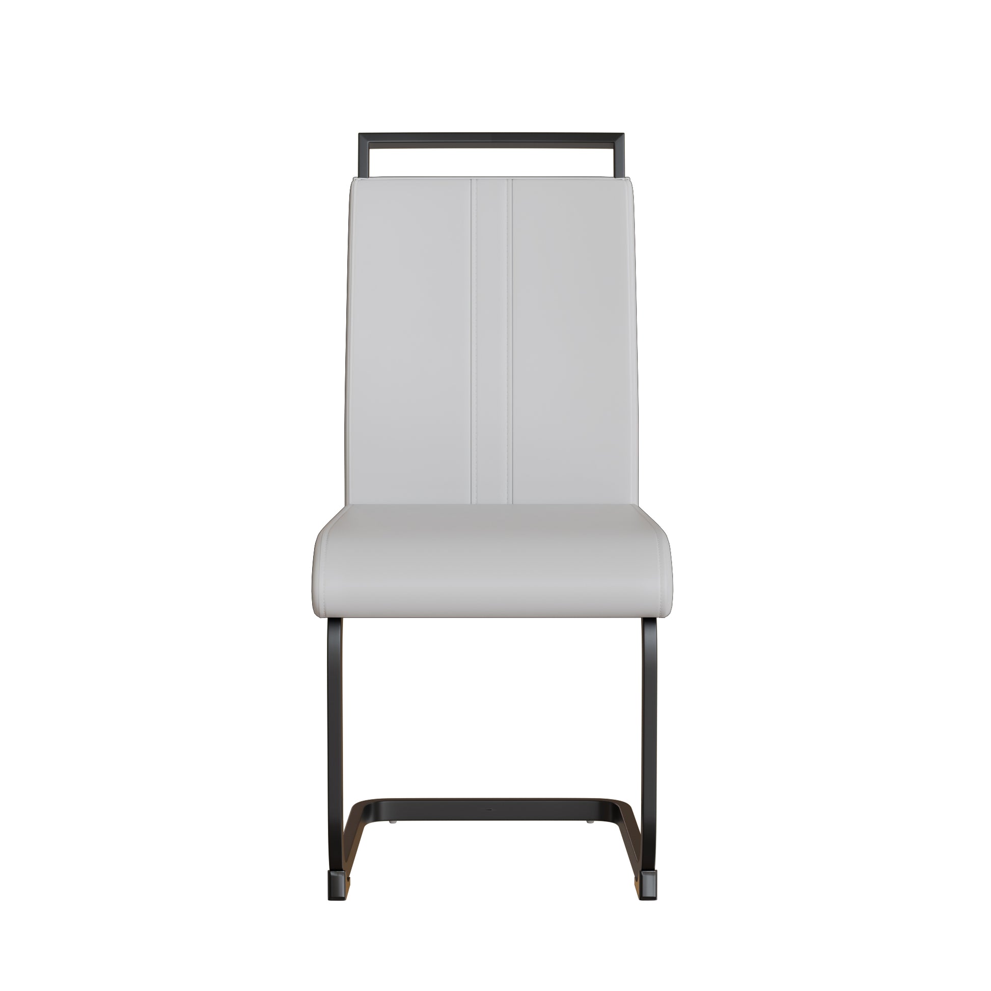 Modern Dining Chairs,Pu Faux Leather High Back Upholstered Side Chair With C Shaped Tube. Black Metal Legs For Dining Room Kitchen Vanity Patio Club Guest Office Chair Set Of 4 White Pu White Foam Pu