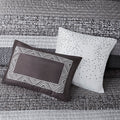 6 Piece Reversible Jacquard Quilt Set With Throw Pillows Grey Taupe King Cal King Grey Taupe Cotton