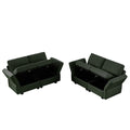 Living Room Furniture Sets, 2 Piece Comfy Upholstered Sofa Couch Set, Mid Century Modern Loveseat Sofa Sets With Storage Space Small Spaces Under Seats, Adjustable Arms And Backs Green Green Polyester 4 Seat