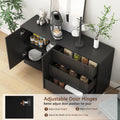 Sideboard Buffet Cabinet With Storage, Modern Kitchen Buffet Storage Cabinet With Drawer And Doors, Large Coffee Bar With Adjustable Shelves For Kitchen Black Mdf