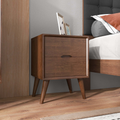 Alexandra Brown Night Stand With 2 Drawers Walnut Brown Brown 2 Drawers Bedroom Bedside Cabinet Walnut Solid Wood Walnut Finish Solid Wood