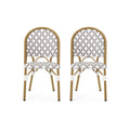 French Bistro Chair White Gray Rattan