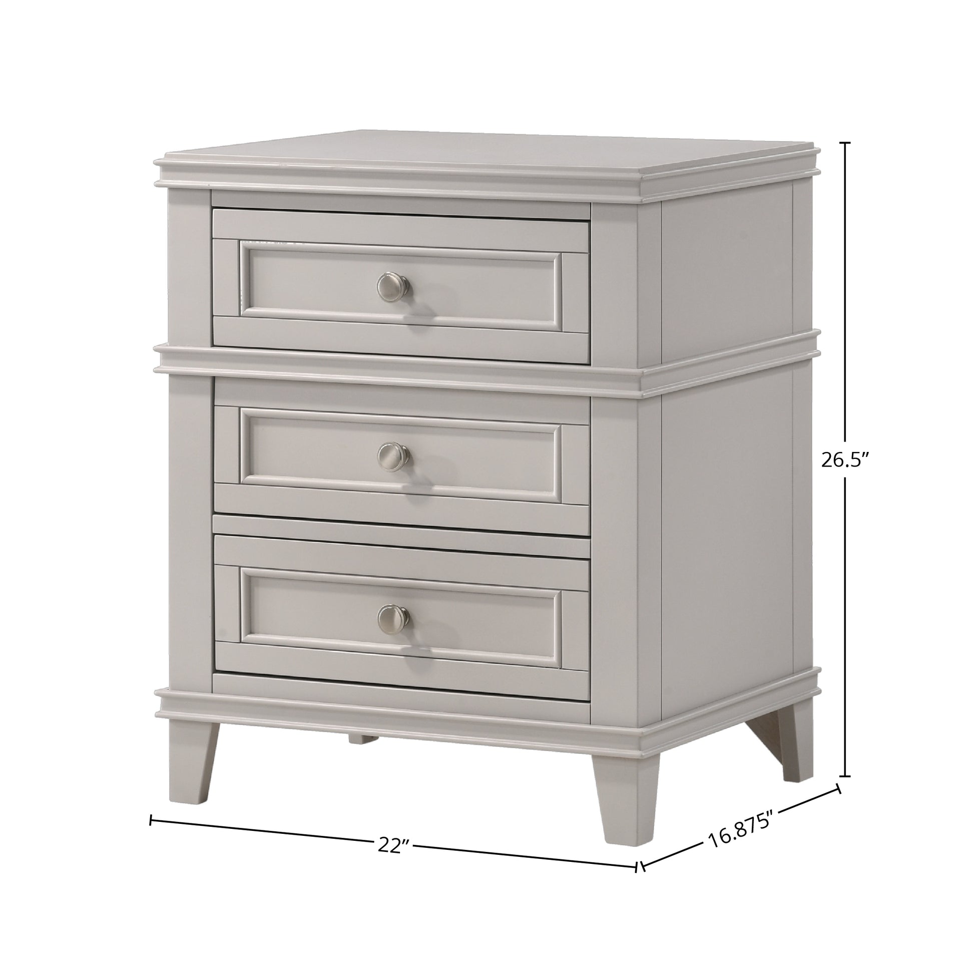 3 Drawer Nightstand W Usb Gray Solid Wood Mdf