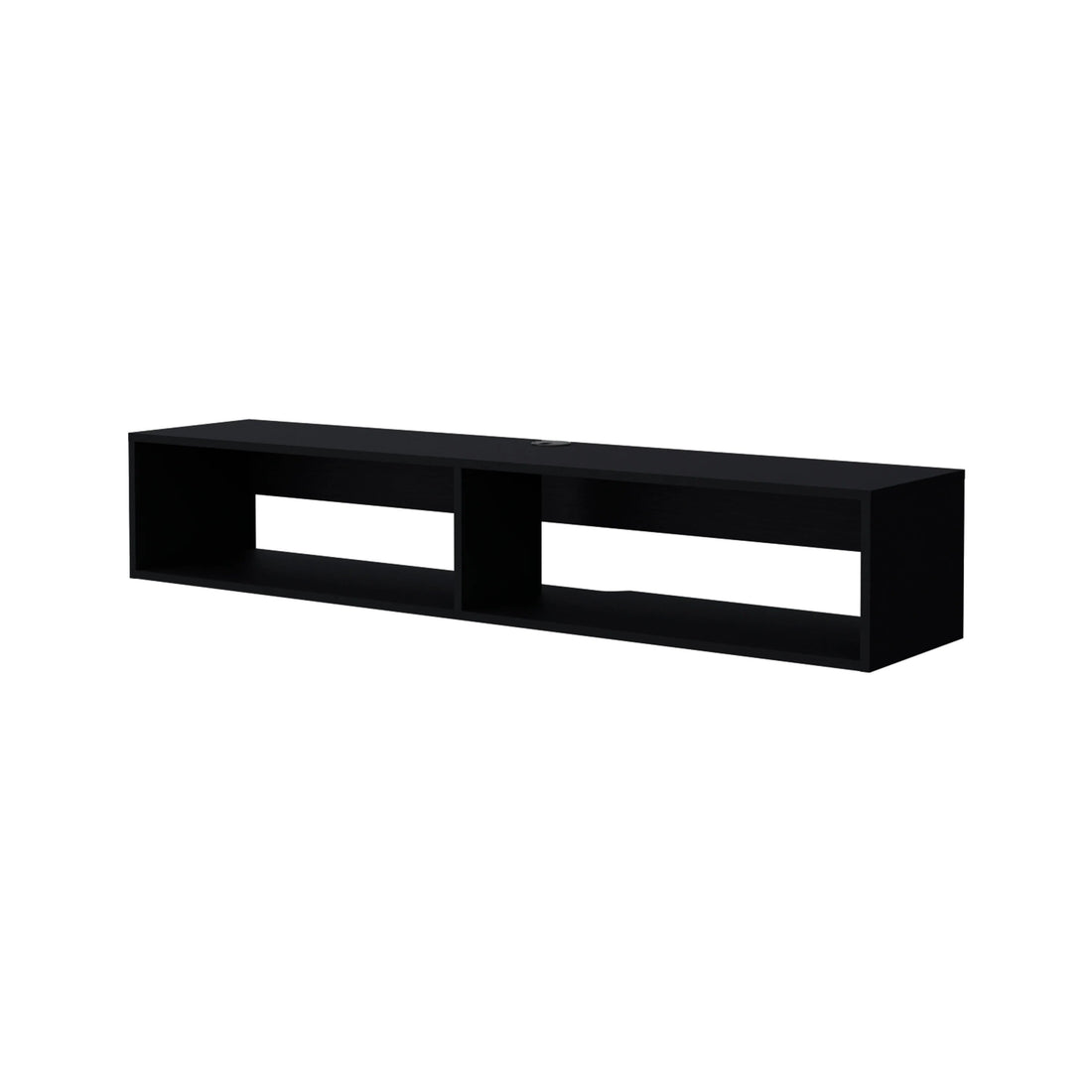 Black 2 Shelf Central Floating Media Rack Black Primary Living Space 60 69 Inches Melamine