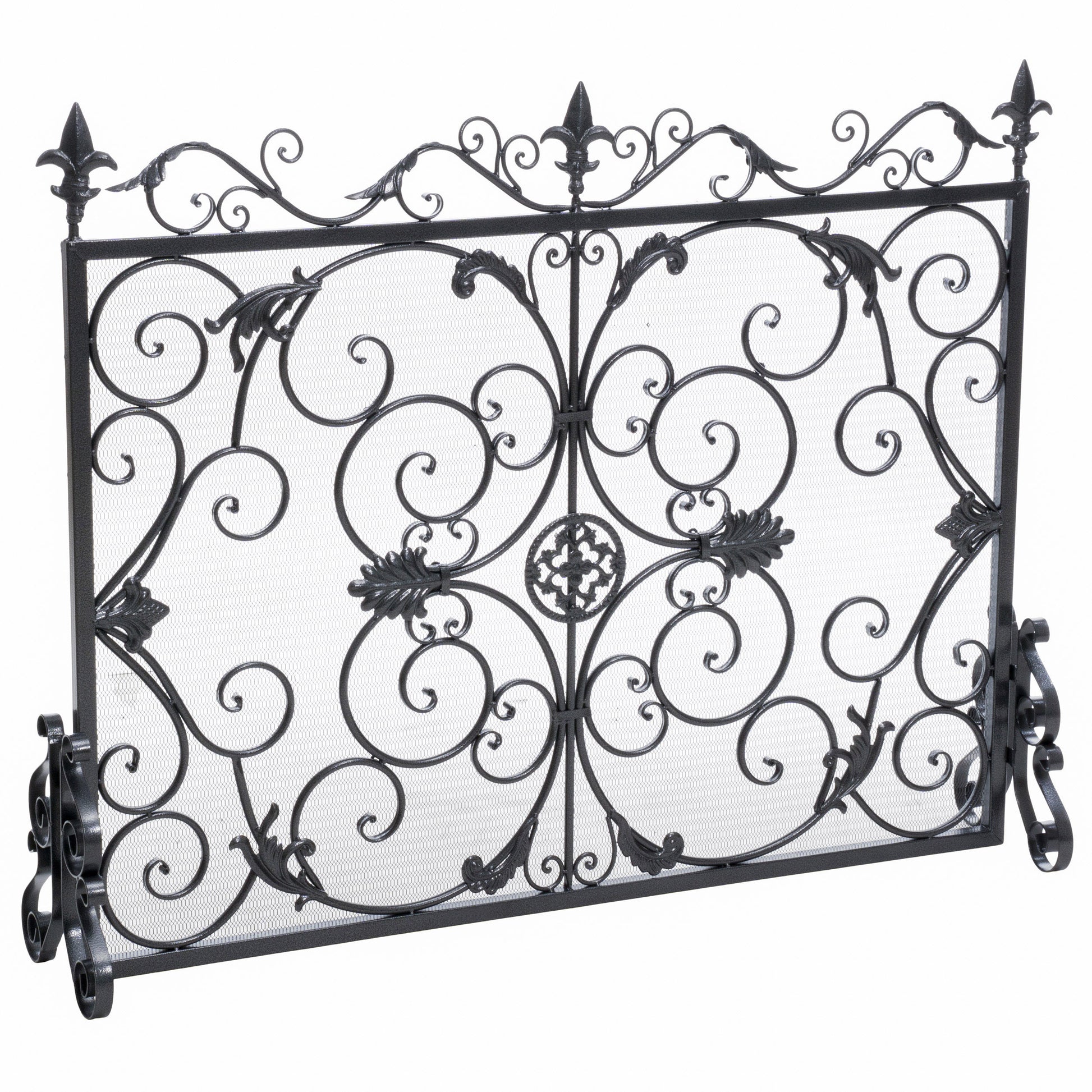 Wilmington Fireplace Screen Black Silver Iron