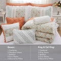 9 Piece Cotton Percale Comforter Set Coral Queen Queen Coral Polyester