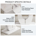 Table And Chair Set, Modern Luxurious White Imitation Marble Pattern Mdf Dining Table,Rectangular Dining Table, Matched With Uniquely Shaped Pu High Backrest Seats,Suitable For Various Occasions. White Seats 4 Mdf