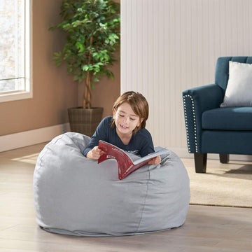 Chrisholm Light Grey Bean Bag 25 In. X 34 In. X 34 In. Light Gray Abs Steel Q235 Wood Pvc,Fabric