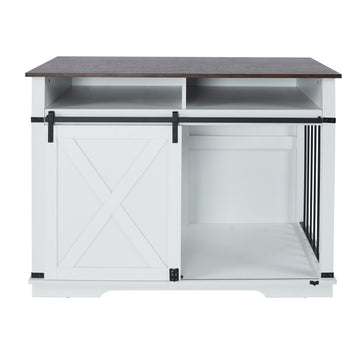 Wf005 Wh,The Dog Cage Has A Large Space White Linen