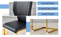 Luxury Simple Arch Chair Set Of 4 Black Pu Material High Resilience Dining Chair With Arched Metal Gold Leg. Black Gold Metal,Pu