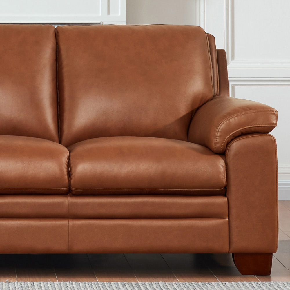 Magnum Leather Sofa Brown Memory Foam Genuine Leather 3 Seat