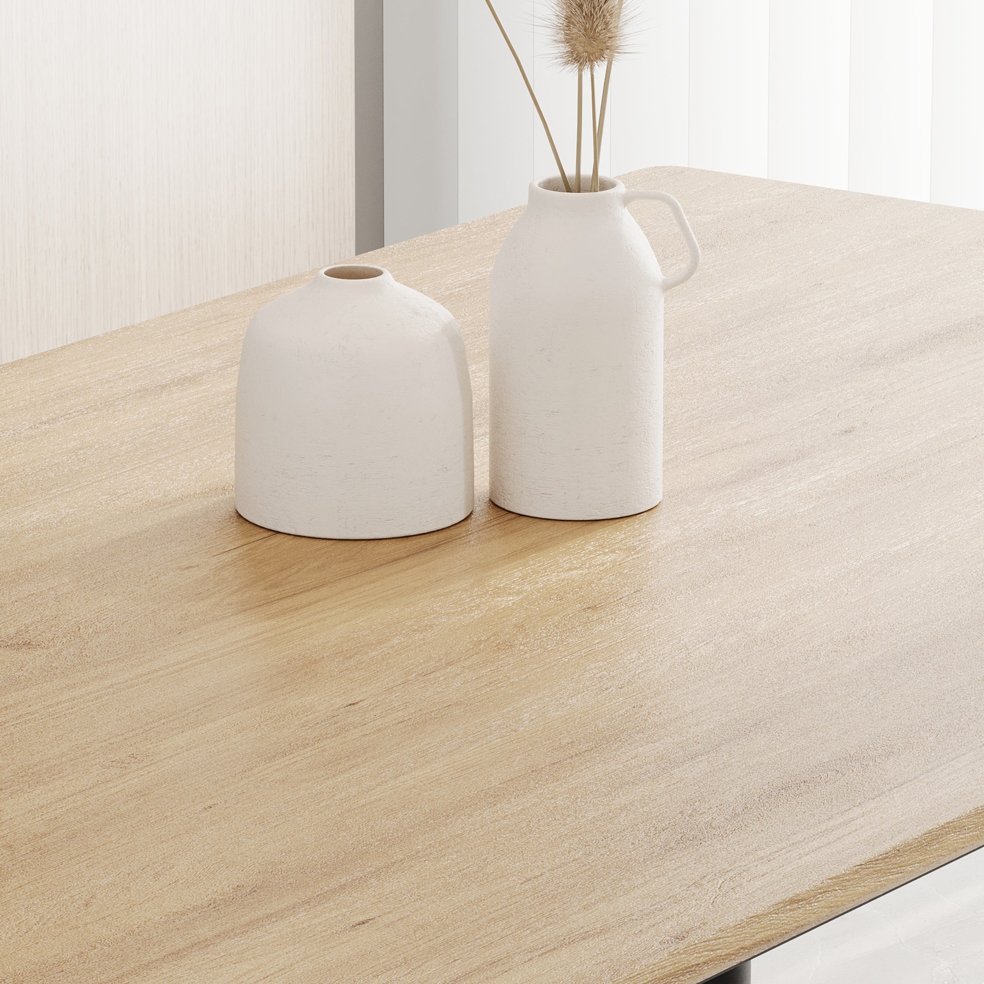 Modern Minimalist Wood Grain Tabletop Dining Table, Stylish Dining Table, Kitchen Dining Table, Sturdy And Durable, Easy To Assemble, Black Metal Leg Design, Suitable For 4 6 People, Suitable For