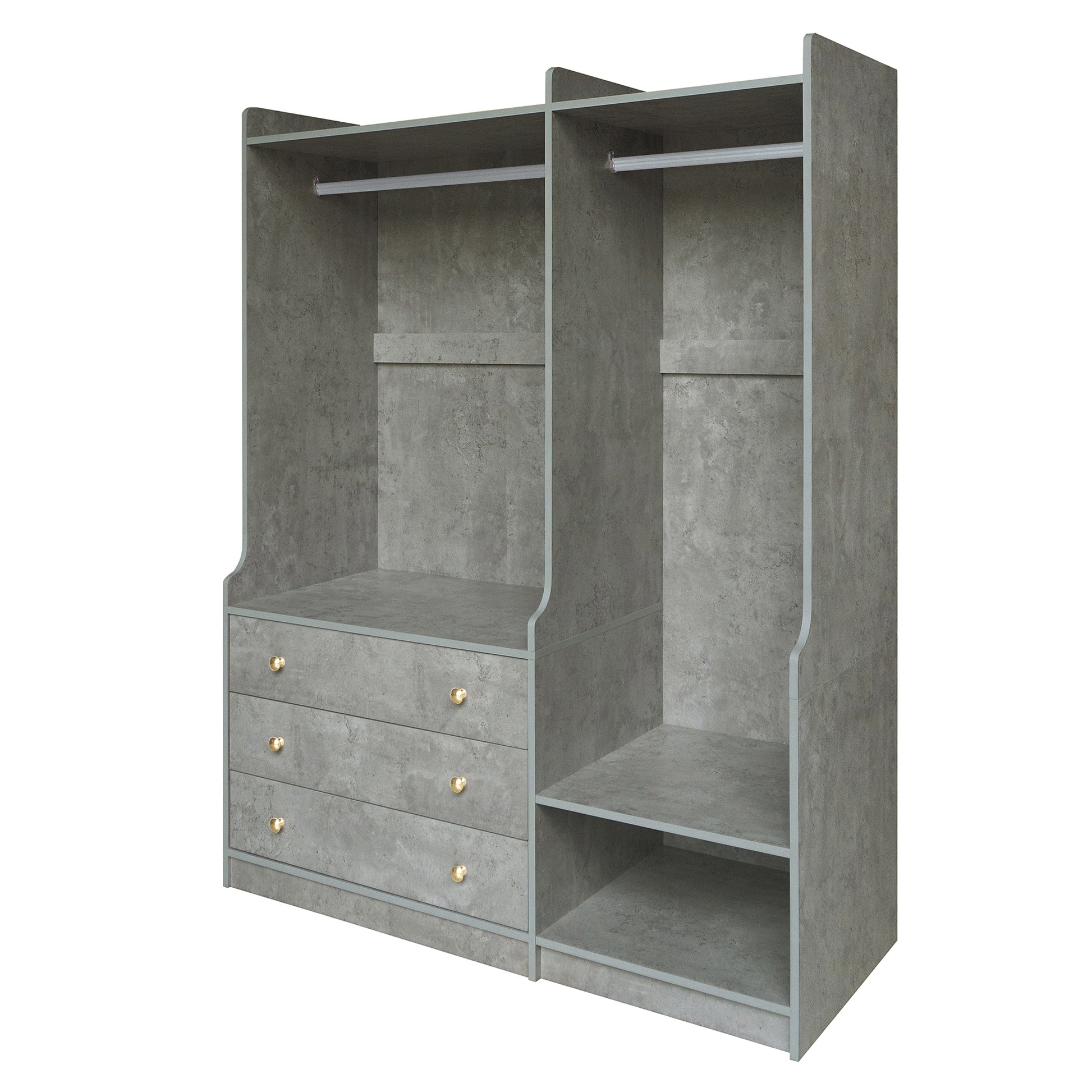 Open Wooden Wardrobe Storage For Bedroom, Gray Gray Particle Board