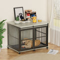 Furniture Dog Crate Sliding Iron Door Dog Crate With Mat. Grey,43.7''W X 30''D X 33.7''H Grey Dog Particle Board