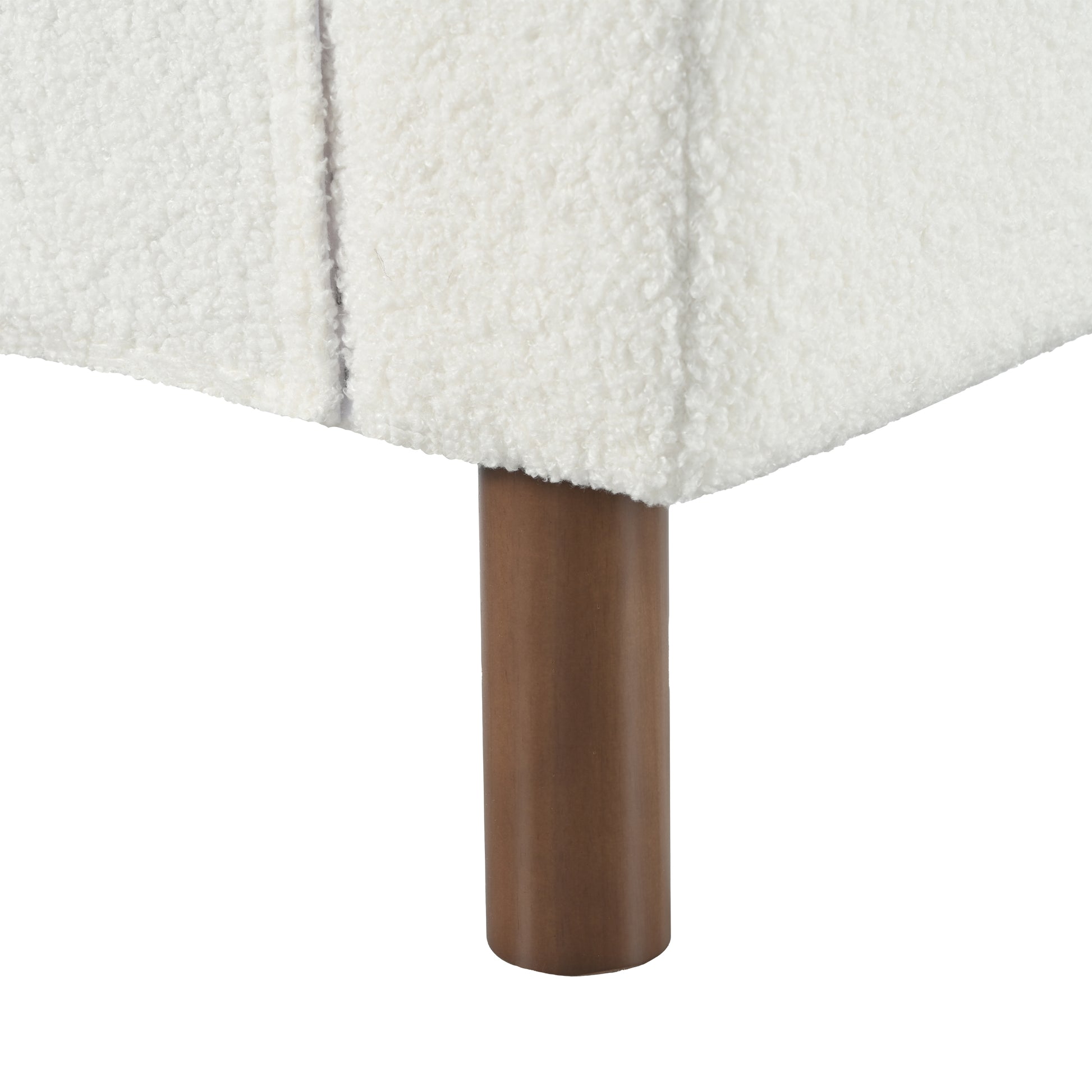 Oversized Accent Chair, Upholstered Living Room Chairs Single Sofa Chair With Walnut Legs, Curved Handrail, White White Teddy