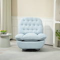 360 Swivel Recliner Adjustable Chair Chenille Glider Swivel Reclining Sofa Chair With Black Metal Round Base Blue Baby Blue Foam Upholstered