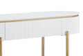 White High Gloss And Gold Sofa Table With Metal Leg White Gold Primary Living Space Drawers Oval Wood Metal