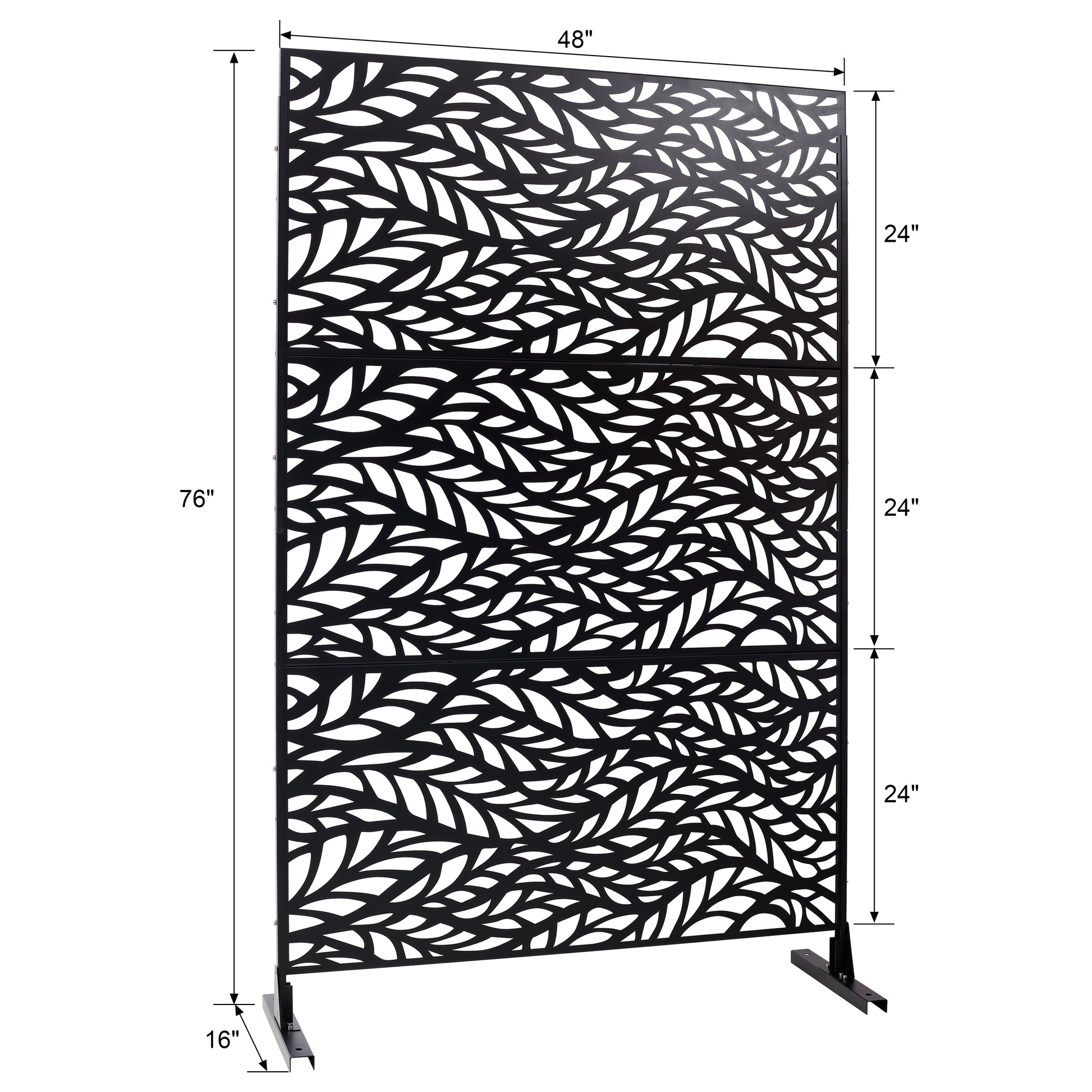 Outdoor & Indoor Privacy Screen Metal Privacy Screen 76" H 48" W, Freestanding Decorative Privacy Screen For Deck Balcony Patio, Privacy Fence Panels For Outside Lawn Garden Ps110 Black Black Steel