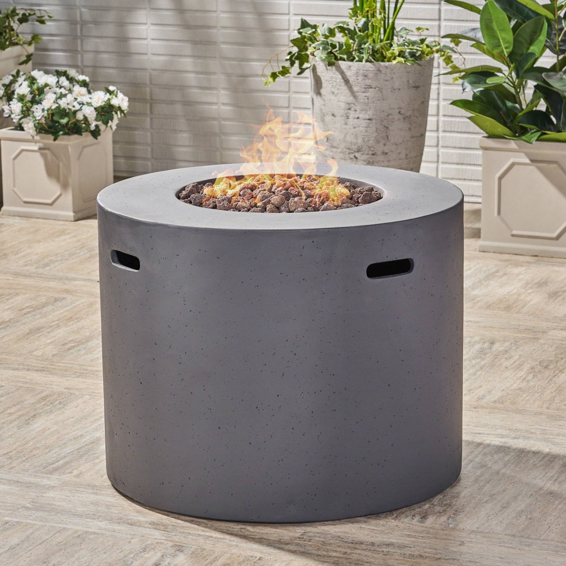 31" Round Mgo Fire Pit 40 000 Btu Dark Grey Magnesium Oxide