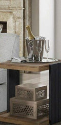 Channel Chairside Table Black Solid Wood Mdf