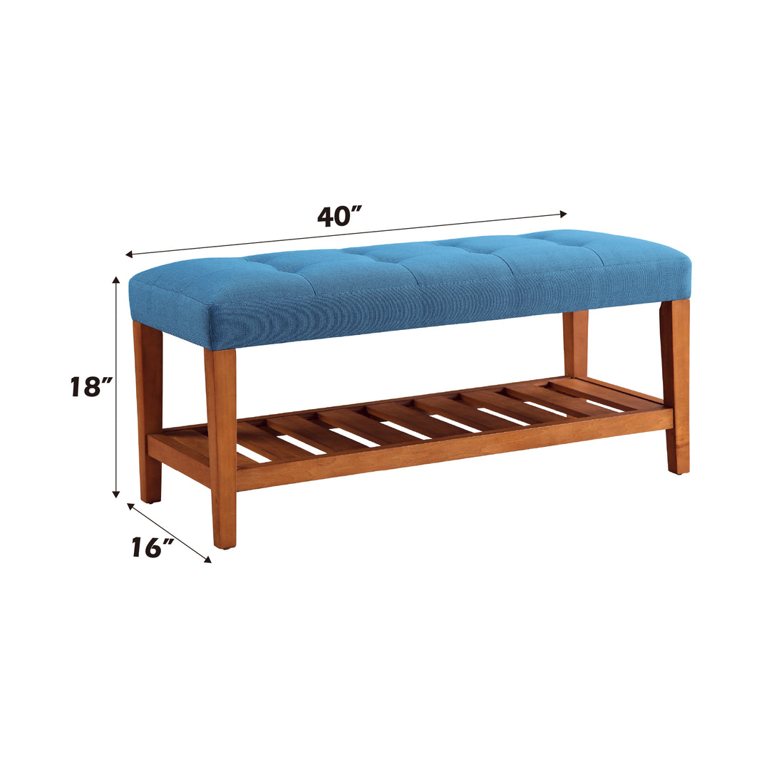 Charla Light Blue Fabric & Oak Finish Bench Light Blue Fabric,Synthetic Wood