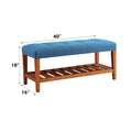 Charla Light Blue Fabric & Oak Finish Bench Light Blue Fabric,Synthetic Wood