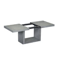 Contemporary 6 Piece 78Inch Extendable Pedestal Dining Table Set With 18Inch Removable Leaf And Dining Bench, 4 Upholstered Dining Chairs, Gray Gray Wood Dining Room Solid Wood Rubberwood Rectangular Dining Table With Chair And Bench Upholstered Chair