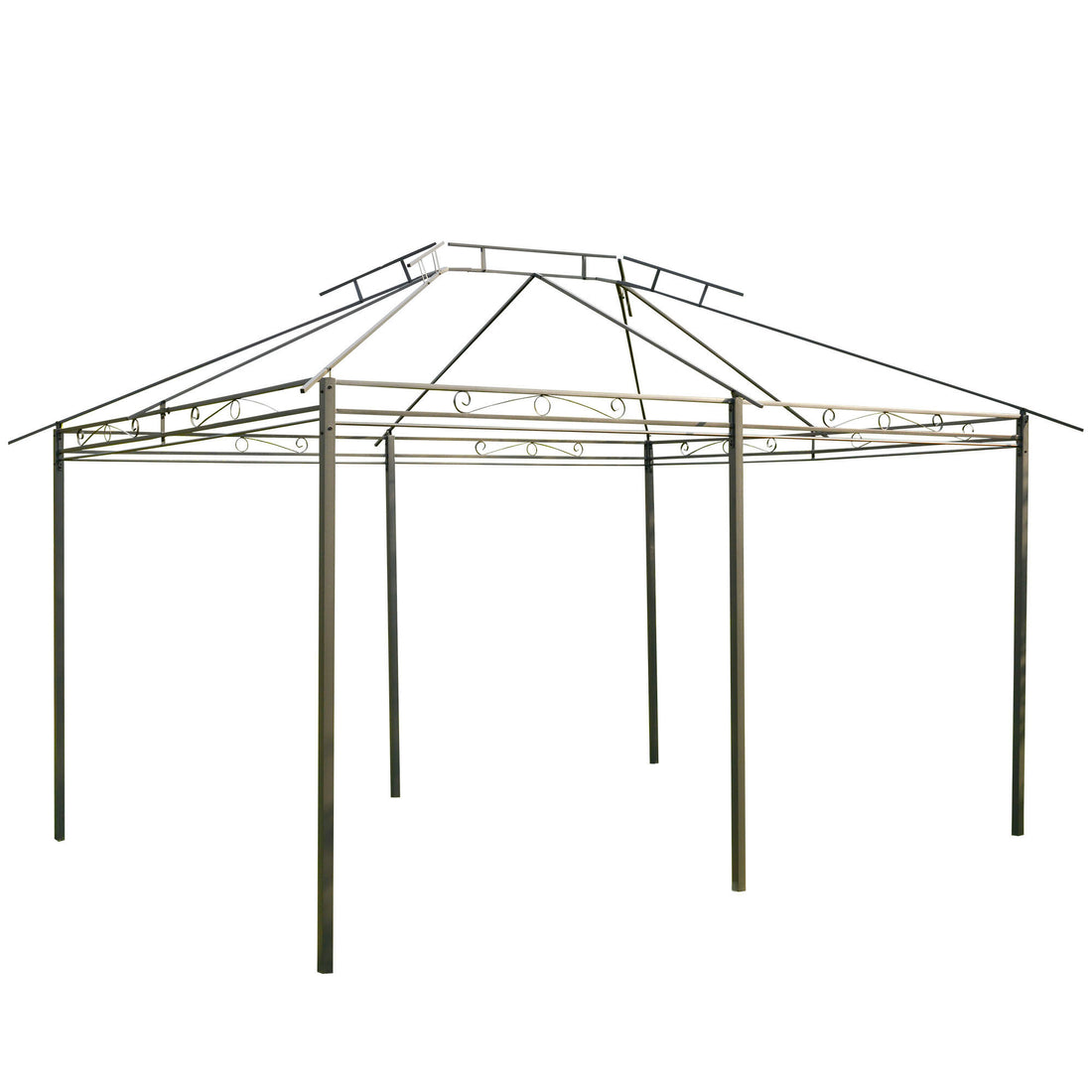 Outsunny 10' X 13' Patio Gazebo, Outdoor Gazebo Canopy Shelter With Curtains, Vented Roof, Steel Frame For Garden, Lawn, Backyard And Deck, Sage Gray Black Steel