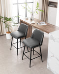 Counter Height Swivel Bar Stools Set Of 2, 360 Swivel Upholstered Barstools With Back And Metal Legs, 25.6