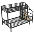 Twin Over Full Size Metal Bunk Bed With Storage Staircase And Open Wardrobe,Black Expected Arrival Time:11.15 Black Mdf Metal