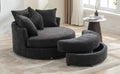 Orisfur. 360 Swivel Accent Barrel Chair With Storage Ottoman & 4 Pillows, Modern Chenille Leisure Chair Round Accent For Living Room, Gray Gray Foam Chenille