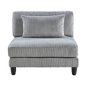 6Pc Modular Sectional Set Gray Corduroy Upholstery 2X Armless Chairs 3X Corner Seats 1X Ottoman Pillows Living Room Furniture Gray Corduroy Wood Primary Living Space Contemporary,Modern Modular