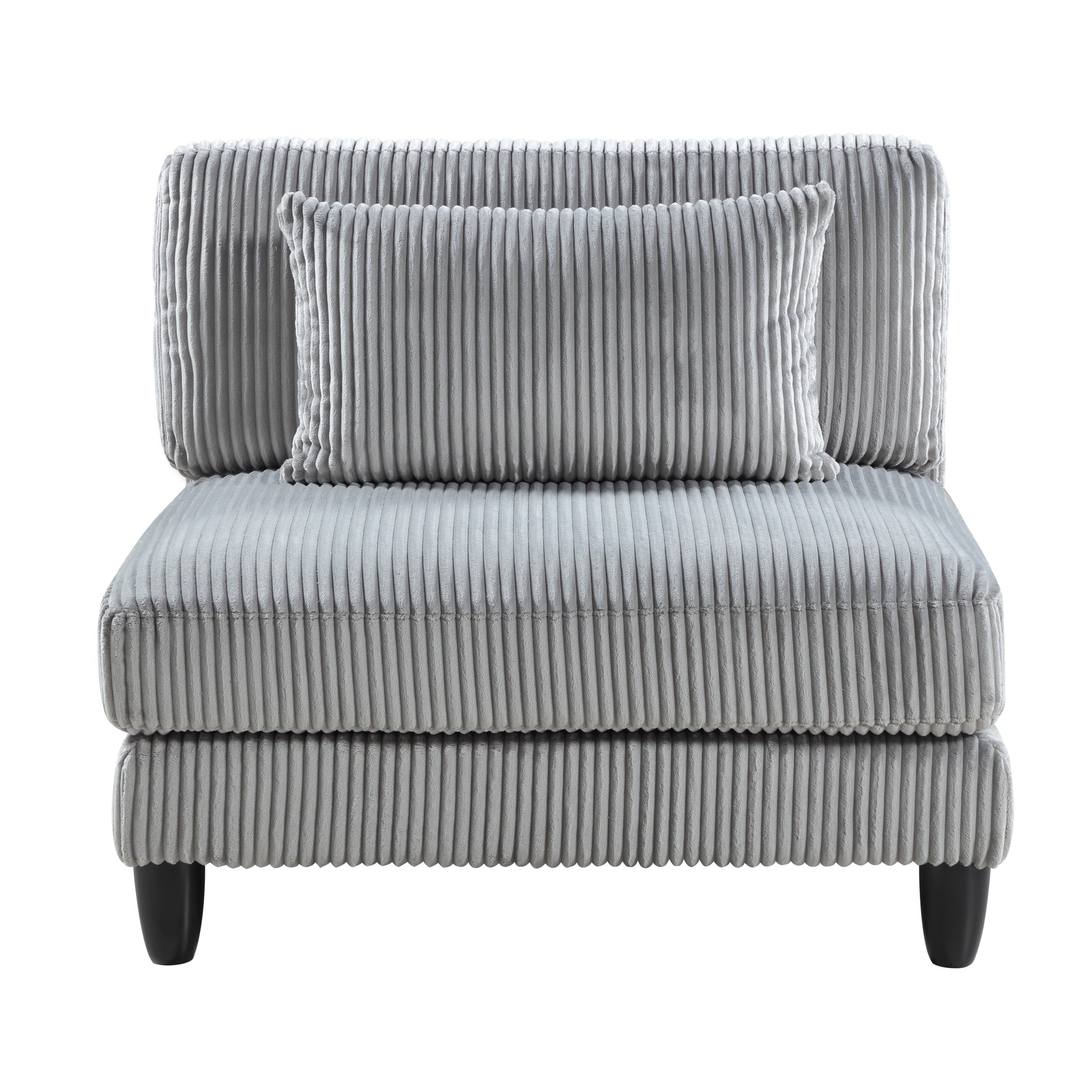 5Pc Modular Sectional Set Gray Corduroy Upholstery 2X Armless Chairs 3X Corner Seats Soft Pillows Living Room Furniture Gray Corduroy Wood Primary Living Space Contemporary,Modern Modular