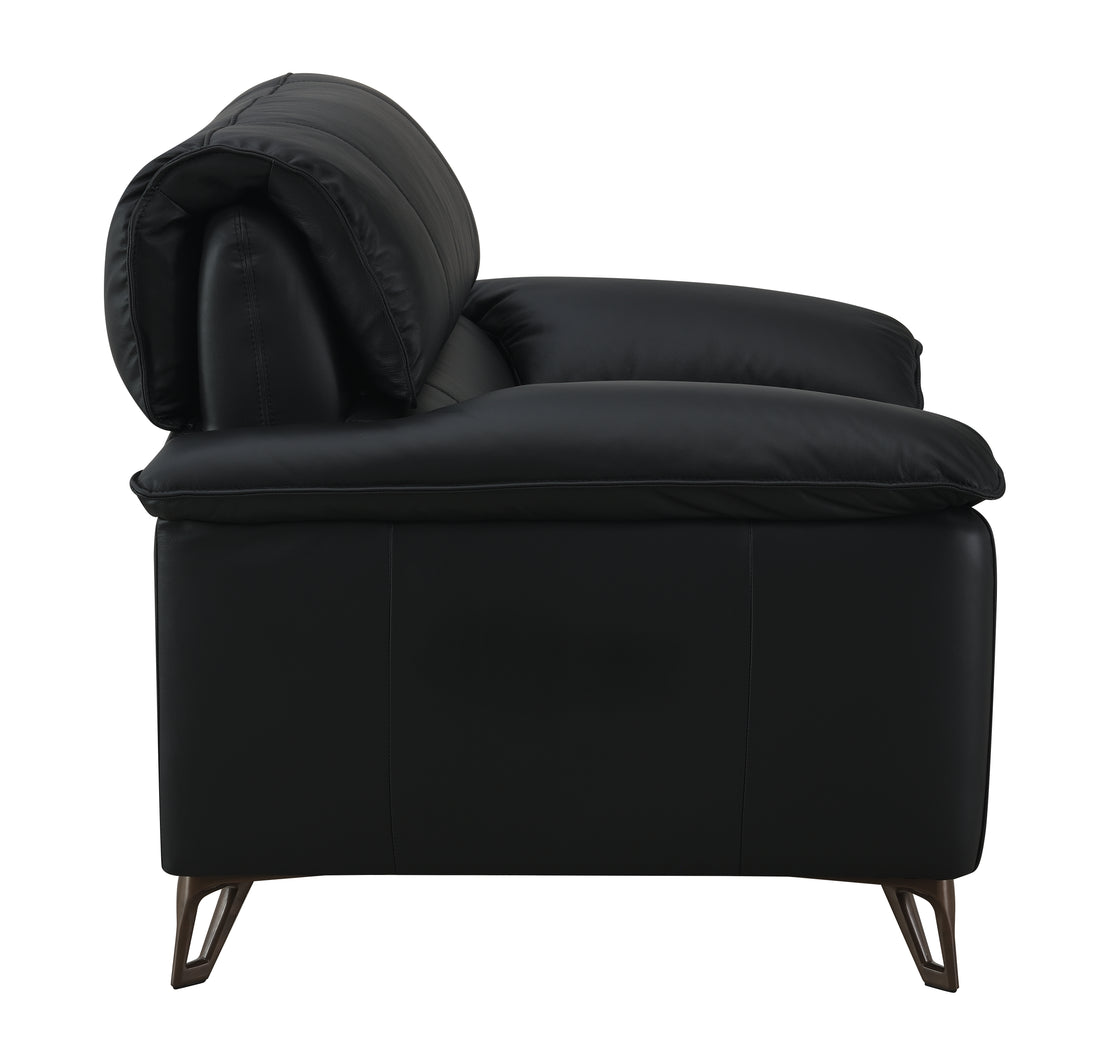 Eilene Loveseat, Black Top Grain Leather Lv03701 Black Upholstered 2 Seat