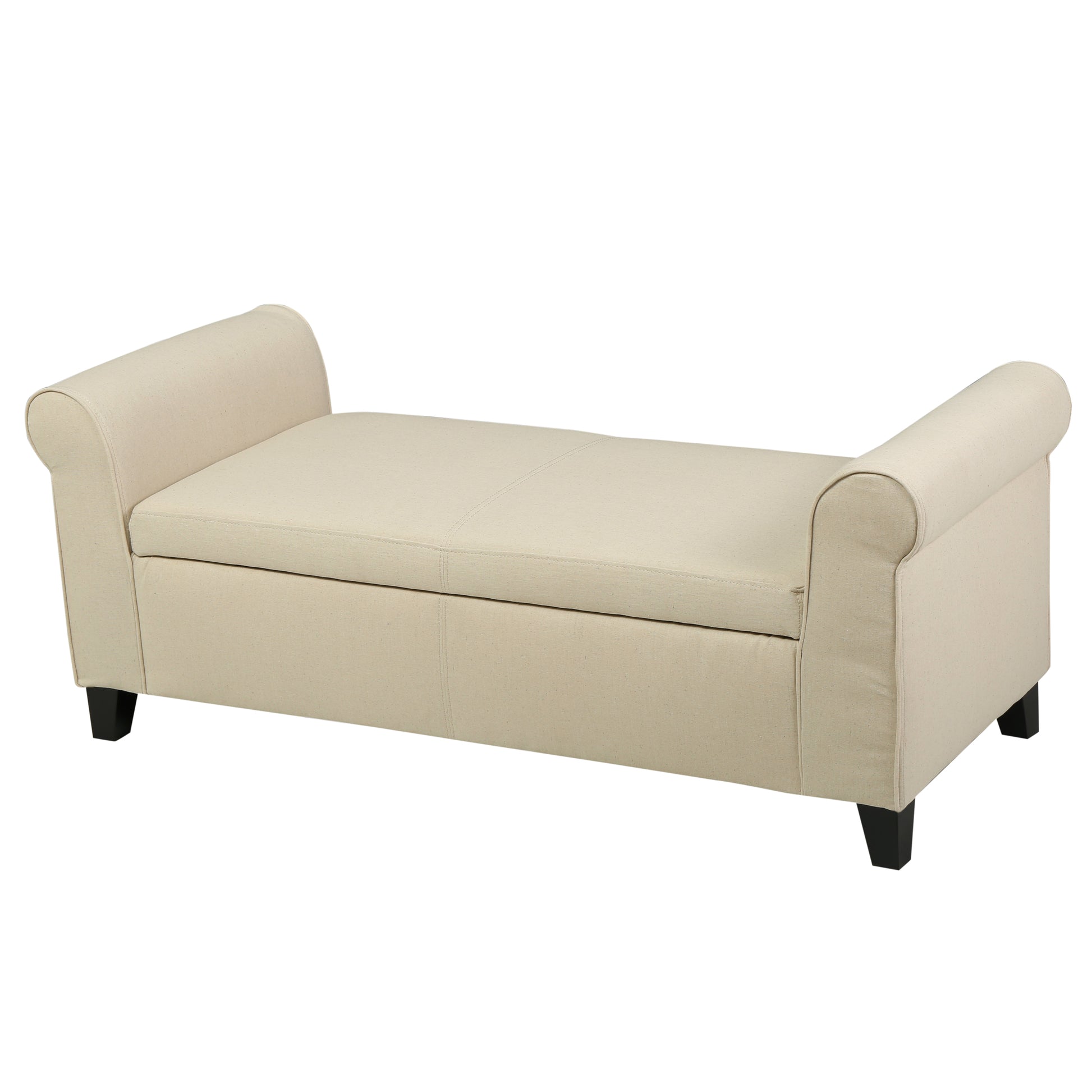 Hayes Armed Storage Bench Beige Fabric