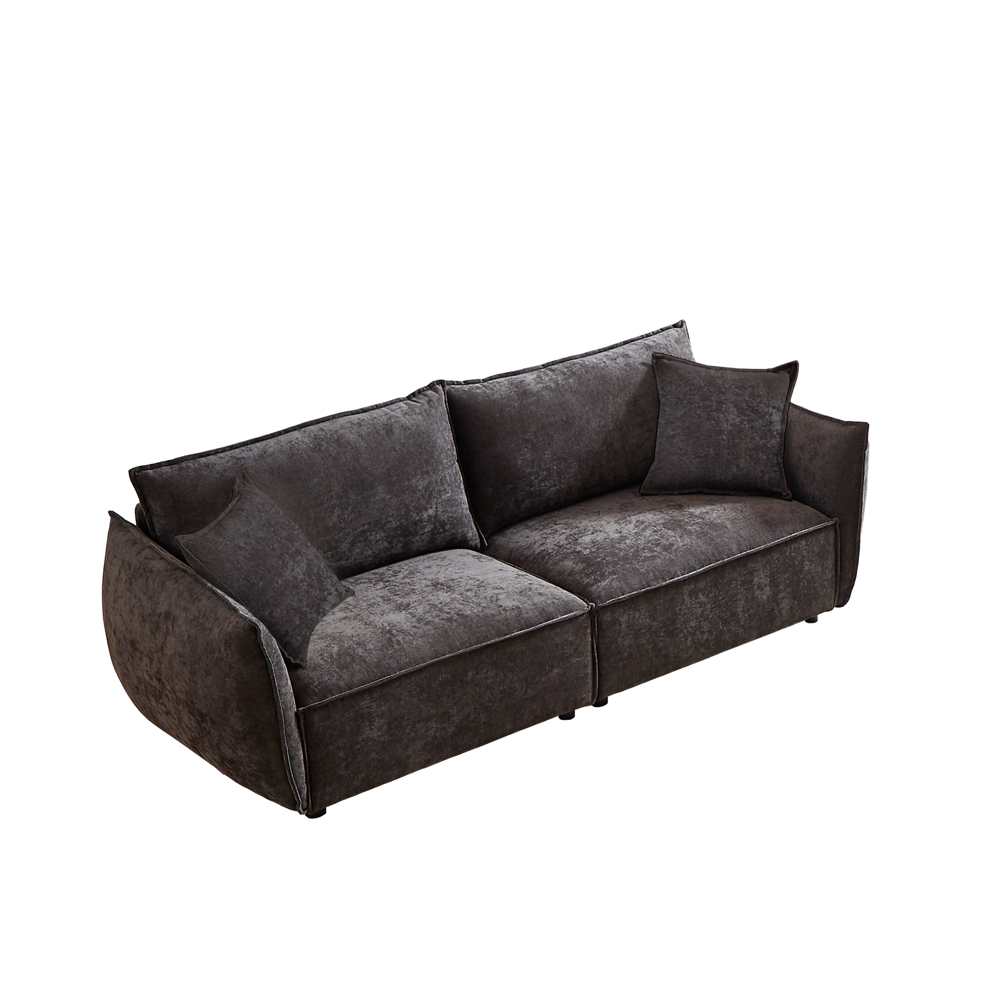 Mh88" Modern Living Room Sectional, Wide Living Room Sectional, Stylish Chenille Triple Sectional With Extra 2 Pillows, Thickly Padded Seat And Back And Armrests For Apartment, Living Room Black Chenille Wood Primary Living Space Pine Foam Fabric 3 Seat