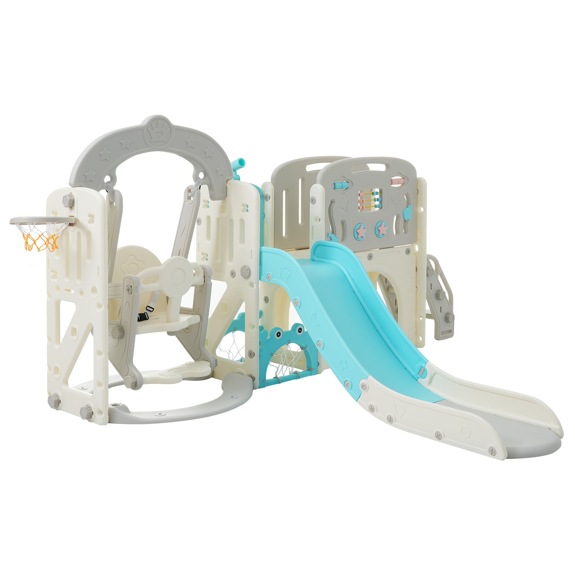 Toddler Slide And Swing Set 10 In 1, Kids Slide For Toddler Age 1 3 With Basketball Hoop, Kids Slide Playset Structure,Arch Tunnel And Telescope, Toy Storage Organizer For Toddlers Blue 50 99 Lbs Cute 1 To 2 Years Hdpe Indoor & Outdoor Use