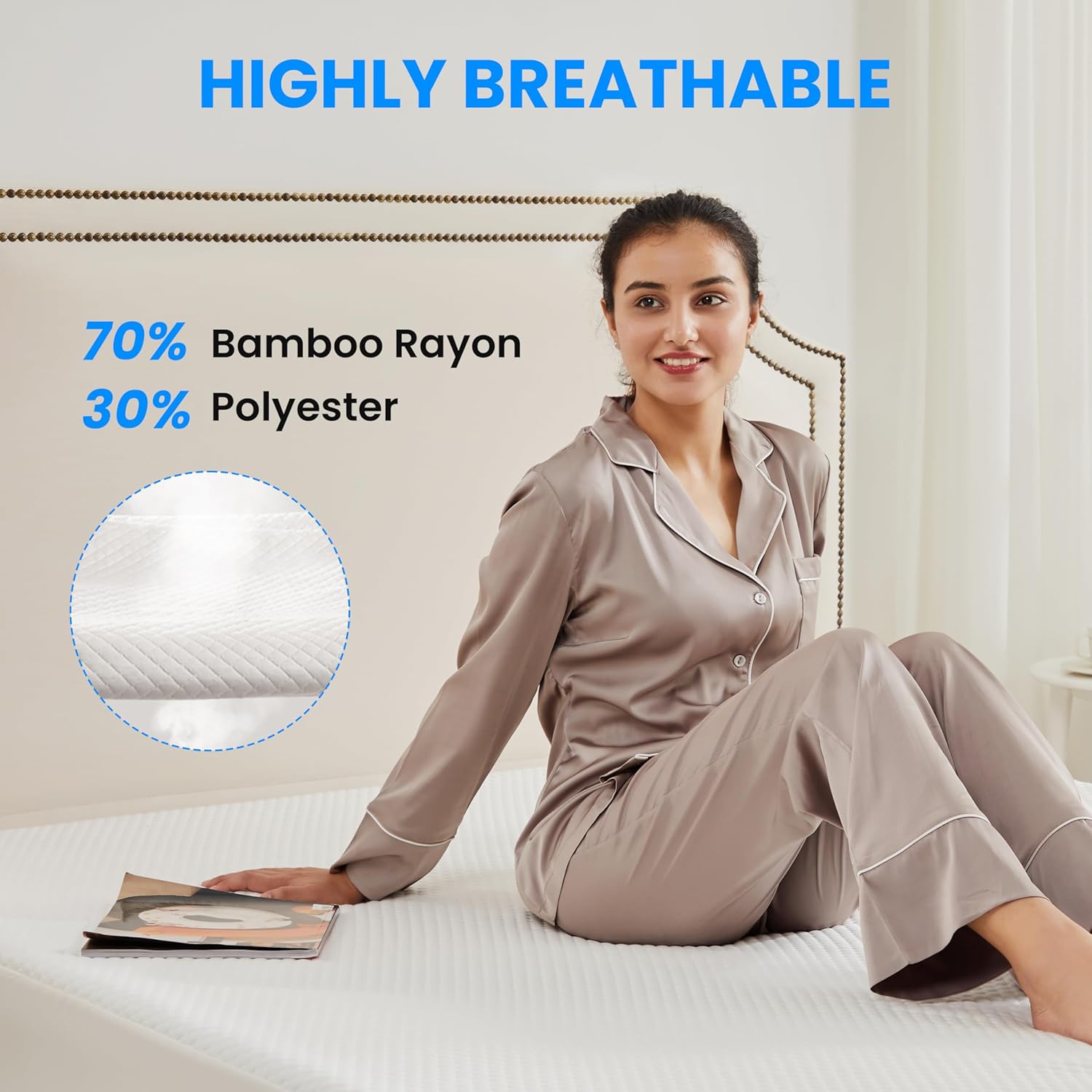 100% Waterproof Bamboo Mattress Protector Full Size Bed White Bamboo Queen