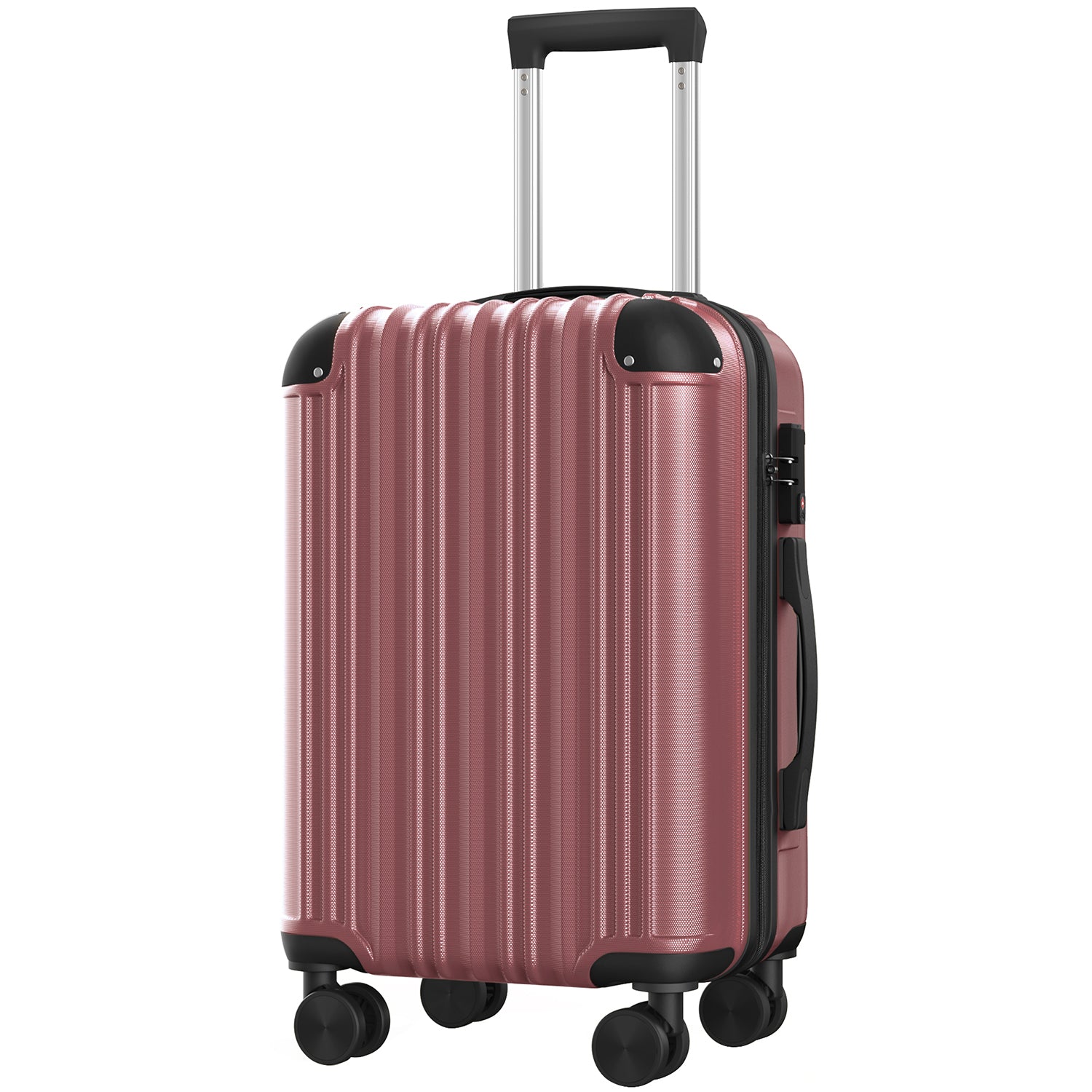 3 Piece Luggage Set With Tsa Lock& Double Spinner Wheels, Expandable For Large Storage Rose Gold Abs