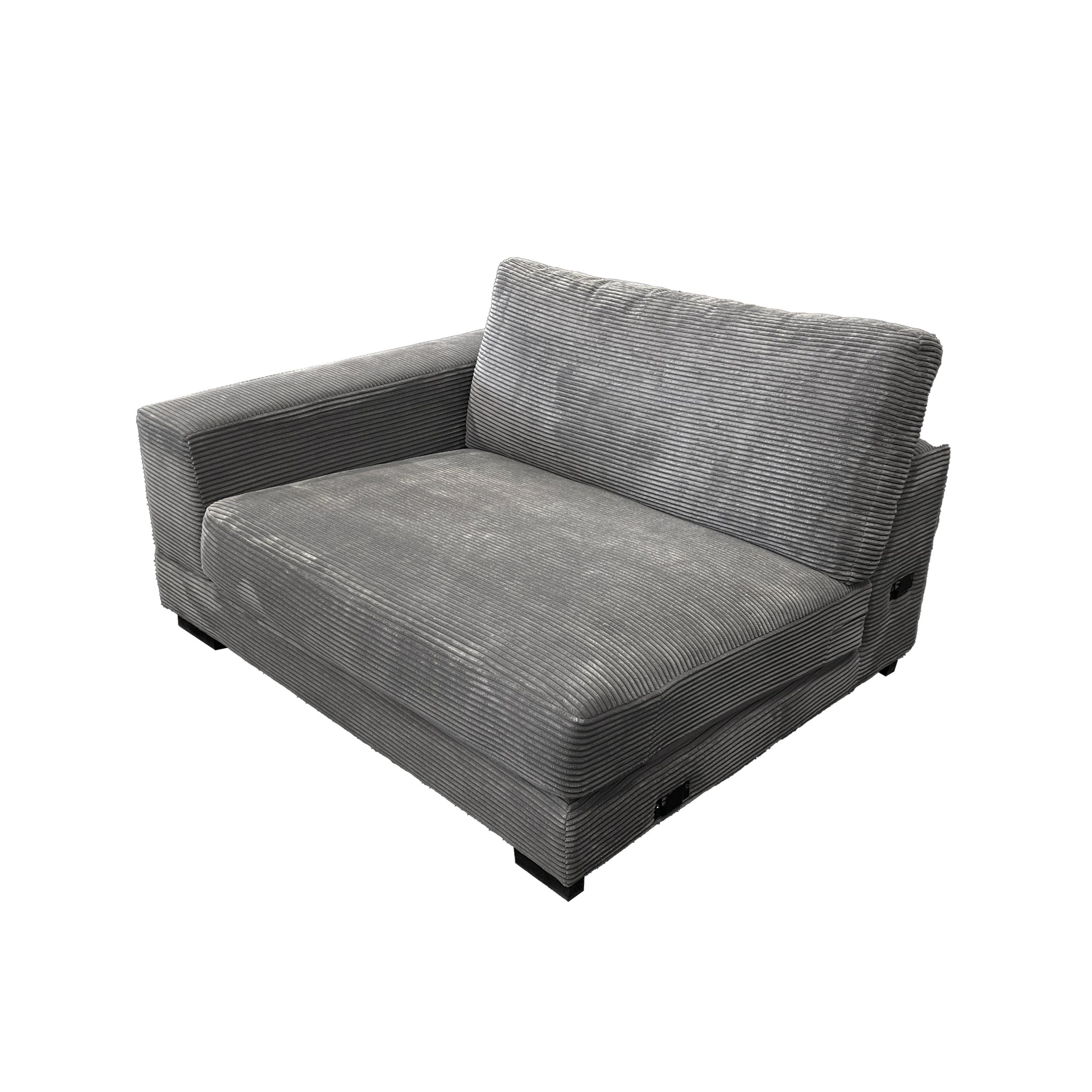 Bella Grey Corduroy Right Facing 2 Piece Sectional Grey Wood Corduroy 3 Seat