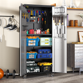 Enhanced Organization: Our Cabinet Comes Equipped With A Baffle System To Keep Small Parts And Components Organized And Secure.Convenient Mobility: Effortlessly Move Your Cabinet With Ergonomic Handl Black Gray Steel