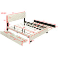 Queen Size Upholstered Platform Bed With Twill Headboard, Pullout Bed And Two Drawers, Flannel, Beige Queen Beige Mdf Lvl