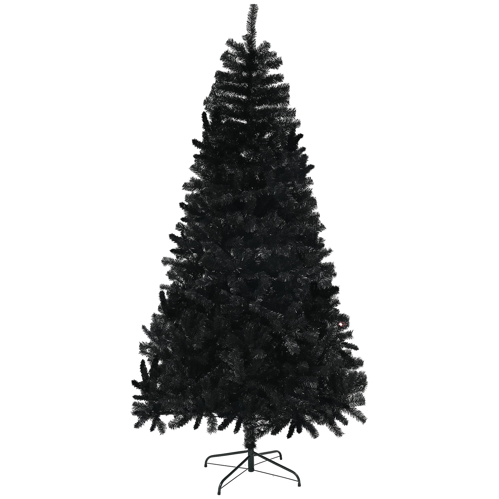 Homcom 7.5Ft Tall Artificial Christmas Tree, Unlit Xmas Tree With 1346 Branch Tips, Auto Open, Steel Base, Holiday D Cor For Home Office, Black Black Steel