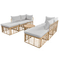 7 Pieces Outdoor Patio Furniture, All Weather Rattan Sectional Sofa Set With Thick Cushions And Pillows, Freely Combined Conversation Sets For Garden, Backyard, Balcony, Gray Yes Gray Seats 6 Garden & Outdoor Complete Patio Sets Foam Wicker