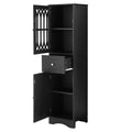 Tall Bathroom Cabinet, Freestanding Storage Cabinet With Drawer And Doors, Mdf Board, Acrylic Door, Adjustable Shelf, Black Black Mdf