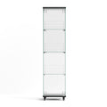 4 Tier Glass Display Cabinet, Single Door Glass Cabinet With Lock And Wheels, Floor Standing Storage Cabinet With 3 Acrylic Shelves For Living Room, Bedroom And Office, Black, 15.8
