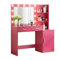 Vanity Desk With Mirror And Lights, 46.4In Dressing Table With 2 Large Drawer&Large Vertical Organizer, 3 Level Dresser & 3 Lighting Modes Adjustable Brightness, Suitable For Bedroom Rose Pink Rose Pink Particle Board