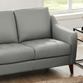 Ersa Leather Loveseat Silver Grey Memory Foam Genuine Leather