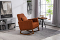 Mid Century Modern Accent Chair With Wood Frame, Upholstered Living Room Chairs With Waist Cushion, Reading Armchair For Bedroom Sunroom Brown Linen